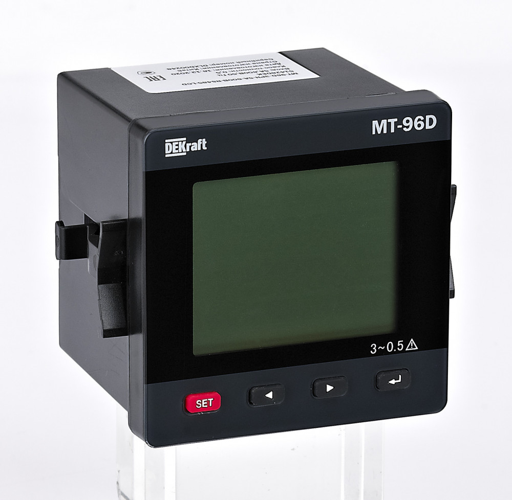 DEKraft Мультиметр цифровой 96х96мм трехфазный, вход 100В 1А, RS485, LCD-дисплей МТ-96D