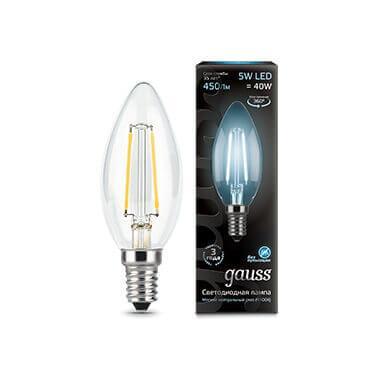Gauss Лампа Filament Свеча 5W 450lm 4100К Е14 LED