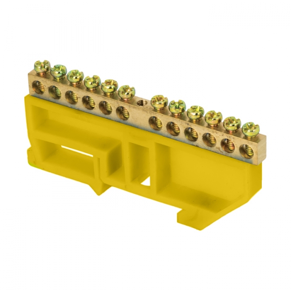 EKF PROxima Шина "0" N (6х9мм) 12 отверстий латунь желтый изолятор на DIN-рейку розничный стикер