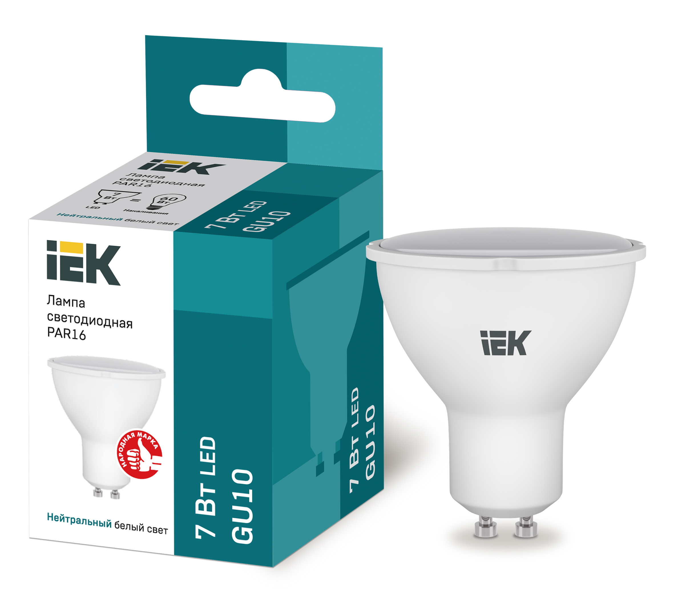 IEK Лампа светодиодная ECO PAR16 софит 7Вт 230В 4000К GU10