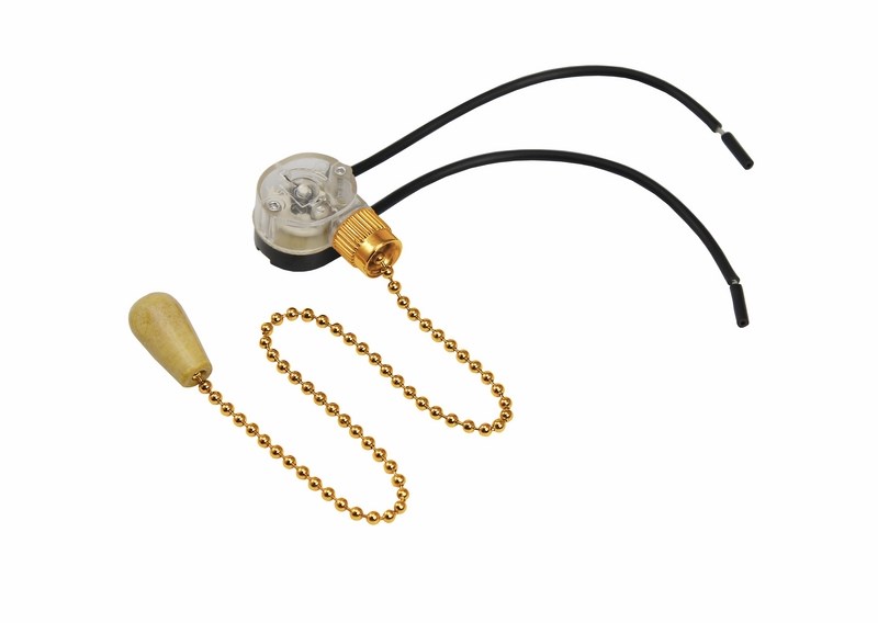 Выключатель для настенного светильника c проводом и деревянным наконечником, gold Rexant