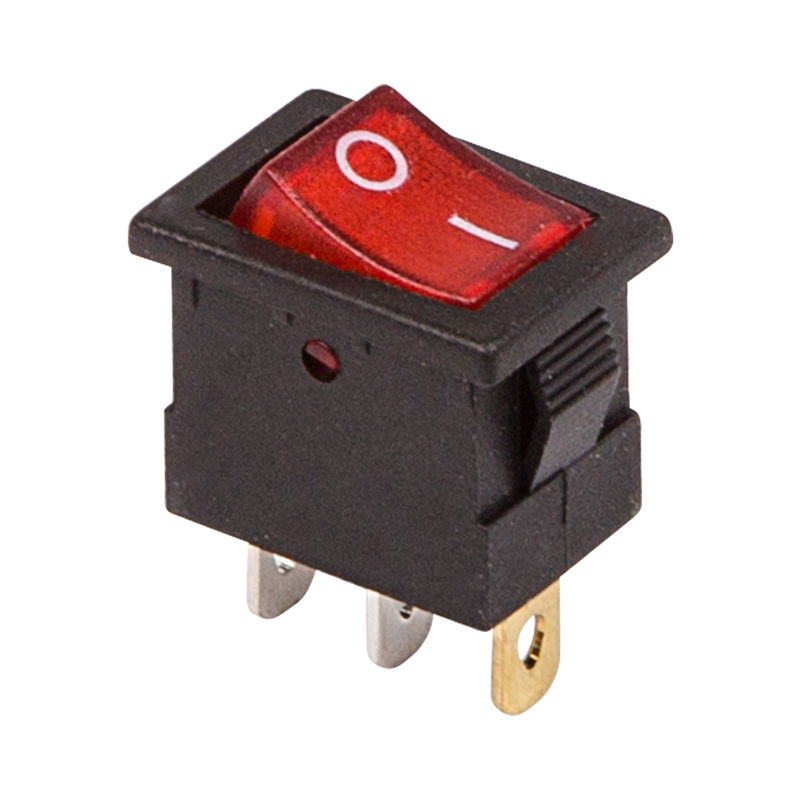 Выключатель клавишный 12V 15А (3с) ON-OFF красный с подсветкой Mini Rexant