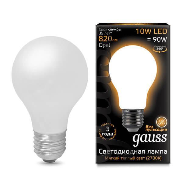 Gauss Лампа Filament А60 10W 820lm 2700К Е27 milky LED