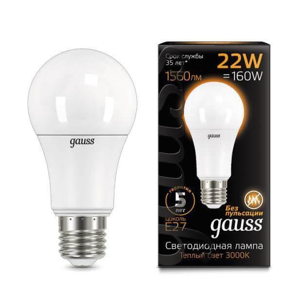 Gauss Лампа A70 22W 1900lm 3000K E27 LED