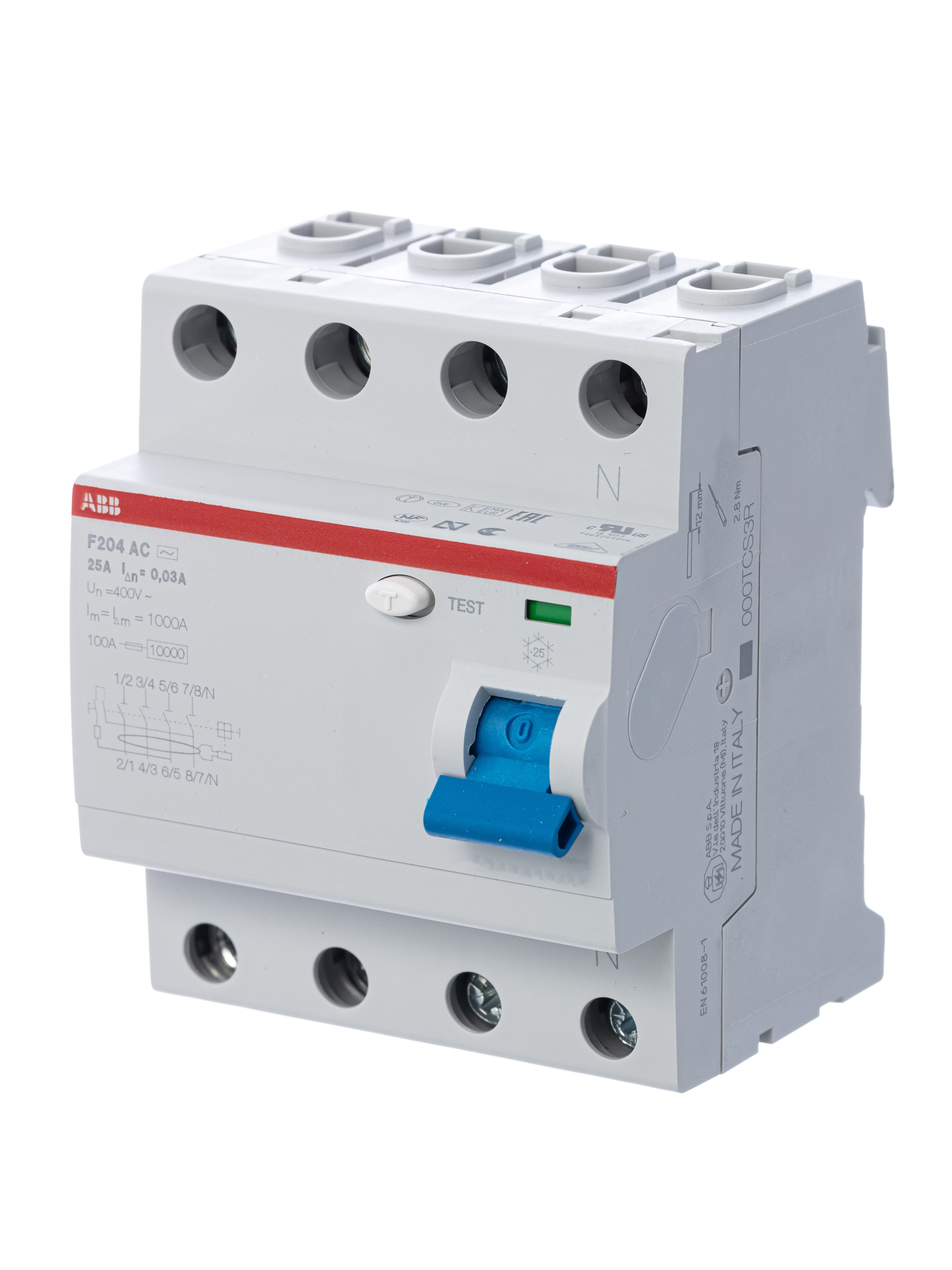 ABB F204AC УЗО 4Р 25A 500mA (AC)