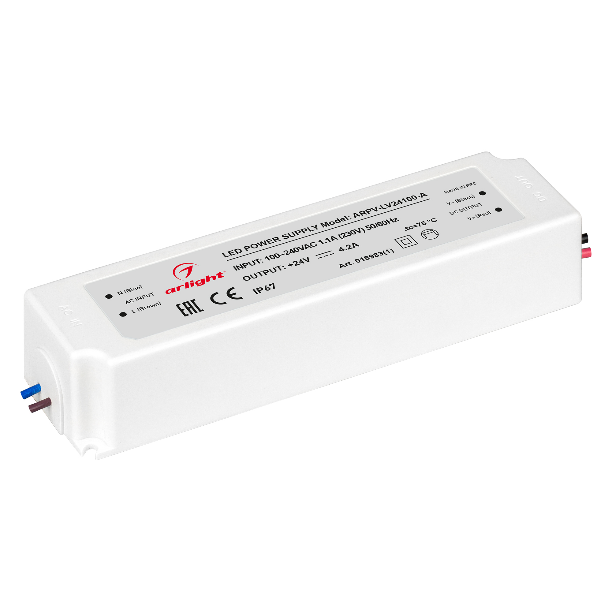 Arlight Блок питания ARPV-LV24100-A (24V, 4.2A, 100W) (IP67 Пластик, 3 года)