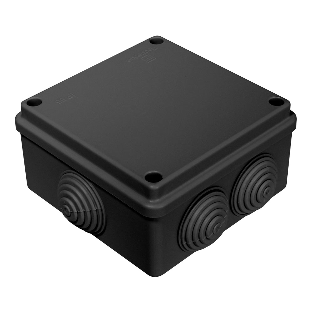 Промрукав Коробка распределительная 40-0300-9005 для о/п безгалогенная (HF) черная 100х100х50 (60шт/кор)
