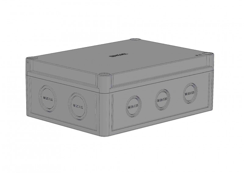 Hegel Коробка приборная светло-серая полистирол, низк крышка, 4 ввода, пустая, внутр разм 184х134х65 мм, IP65