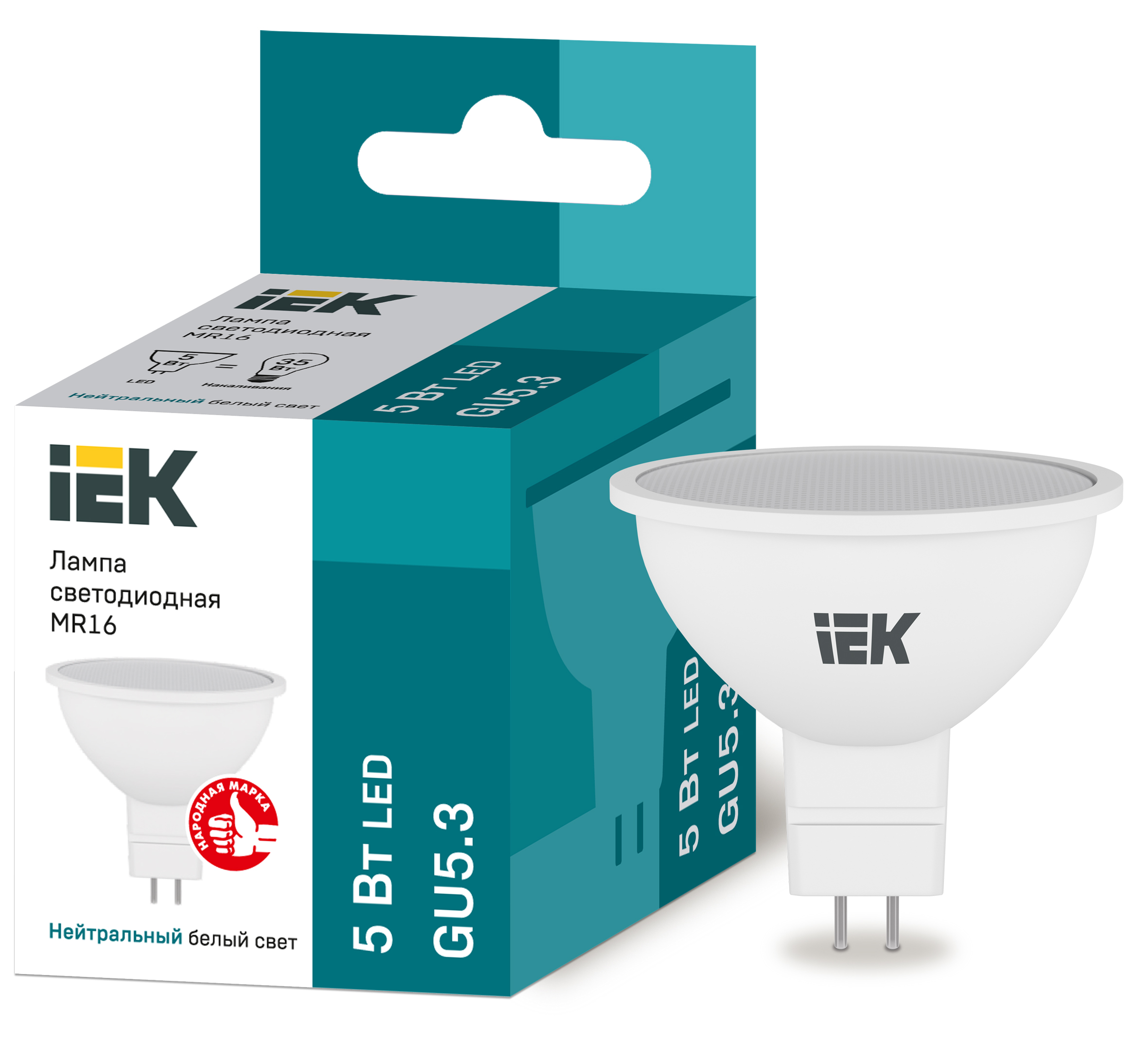IEK Лампа светодиодная ECO MR16 софит 5Вт 230В 4000К GU5.3