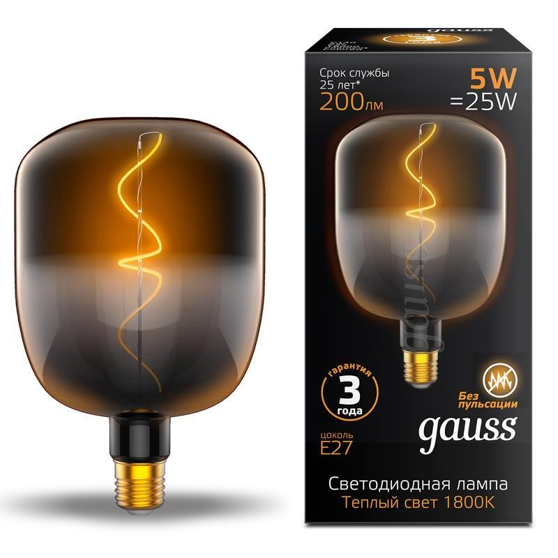Gauss Лампа Filament V140 5W 200lm 1800К Е27 black-clear flexible LED