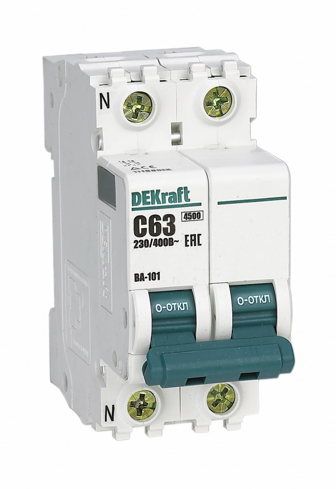DEKraft Автоматический выключатель 1P+N63Ах-каCВА-1014,5кА