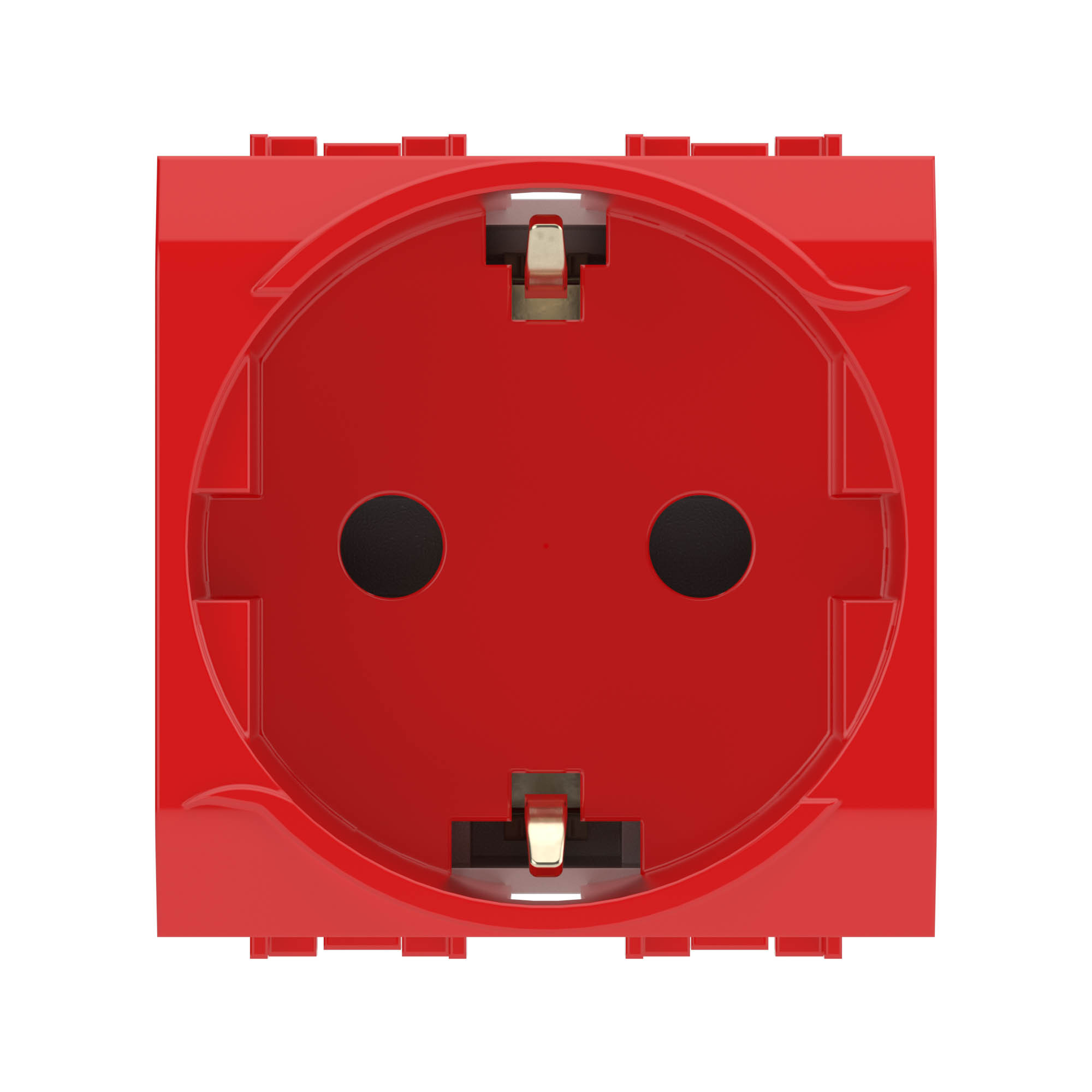 DKC Электрическая розетка, с заземлением, со шторками, красная, 2 мод.