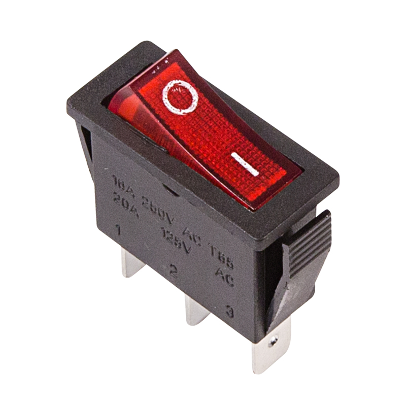 Выключатель клавишный 250V 15А (3с) ON-OFF красный с подсветкой Rexant