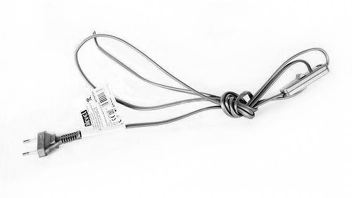 Zamel Шнур плоский 2х0,5мм2 с выключателем и вилкой; серебристый; 1,9 метра