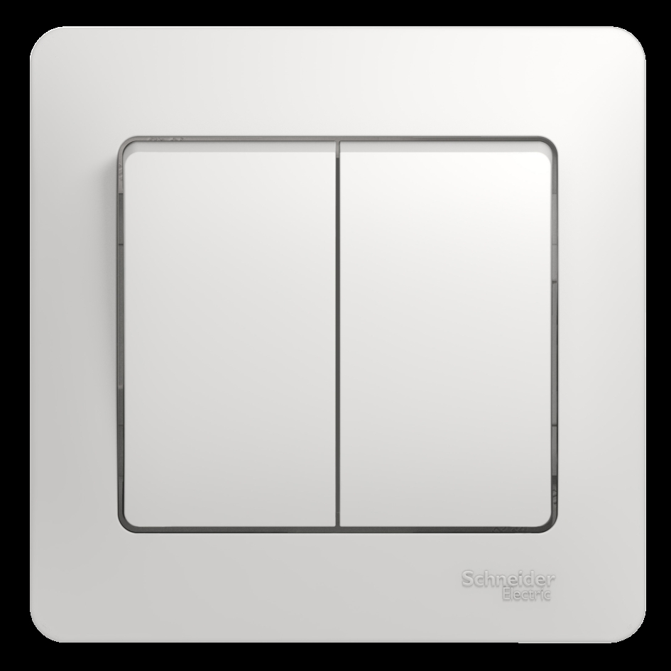 SE Glossa 2-клавишный Выключатель, сх.5, 10АХ, в сборе, белый