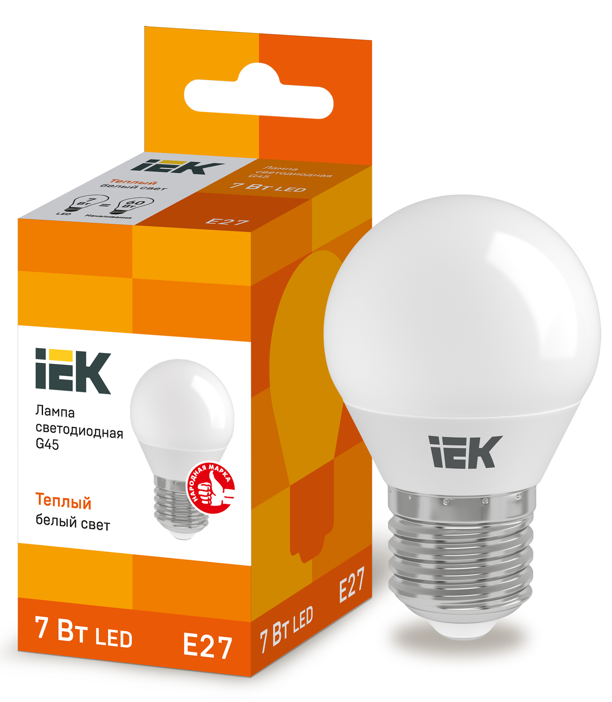IEK Лампа светодиодная ECO G45 шар 7Вт 230В 3000К E27