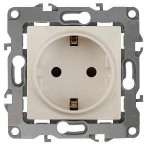 ЭРА 12-2101-02 Розетка 2P+E Schuko, 16A-250В, IP20, 12, Слоновая кость