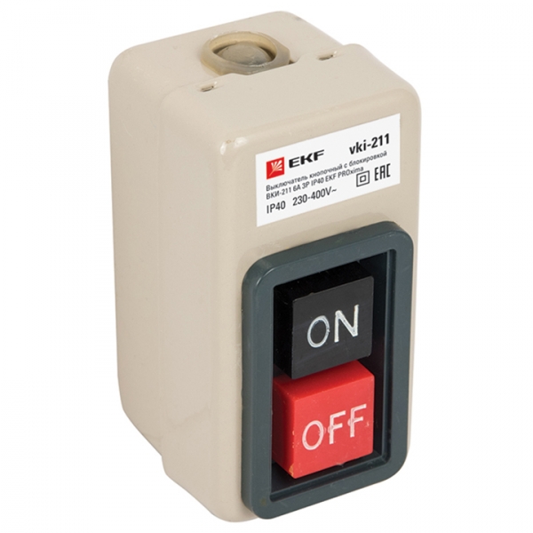 EKF PROxima Выключатель кнопочный с блокировкой ВКИ-211 6А 3P IP40