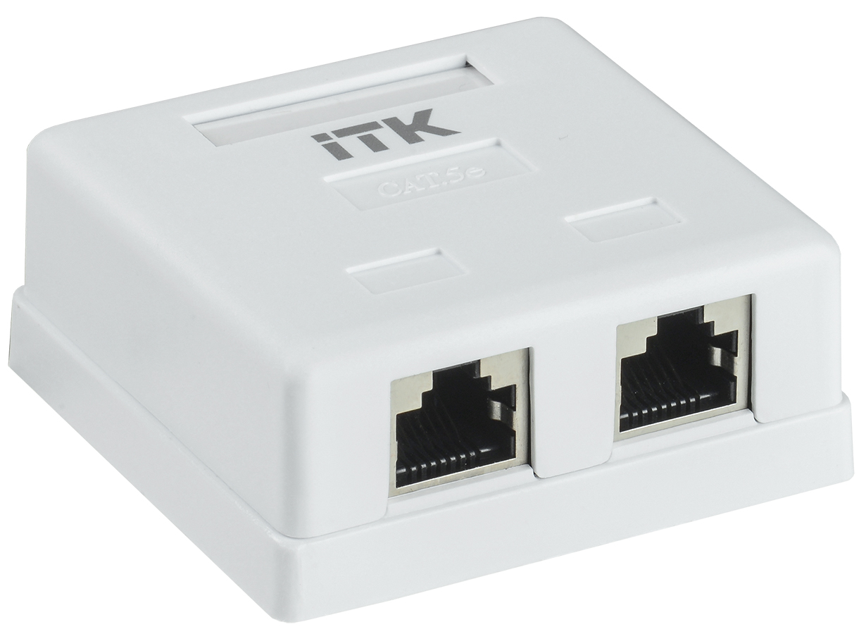 IEK ITK Настенная информационная розетка RJ45 категория 5E FTP 2-порт