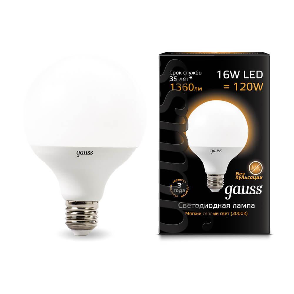 Gauss Лампа G95 16W 1480lm 3000K E27 LED