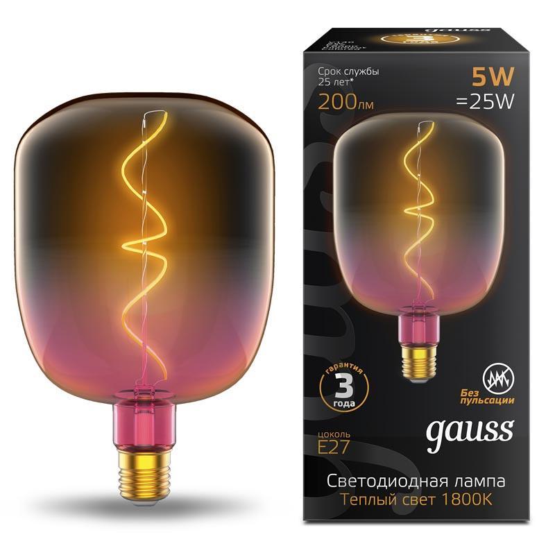 Gauss Лампа Filament V140 5W 200lm 1800К Е27 pink-clear flexible LED