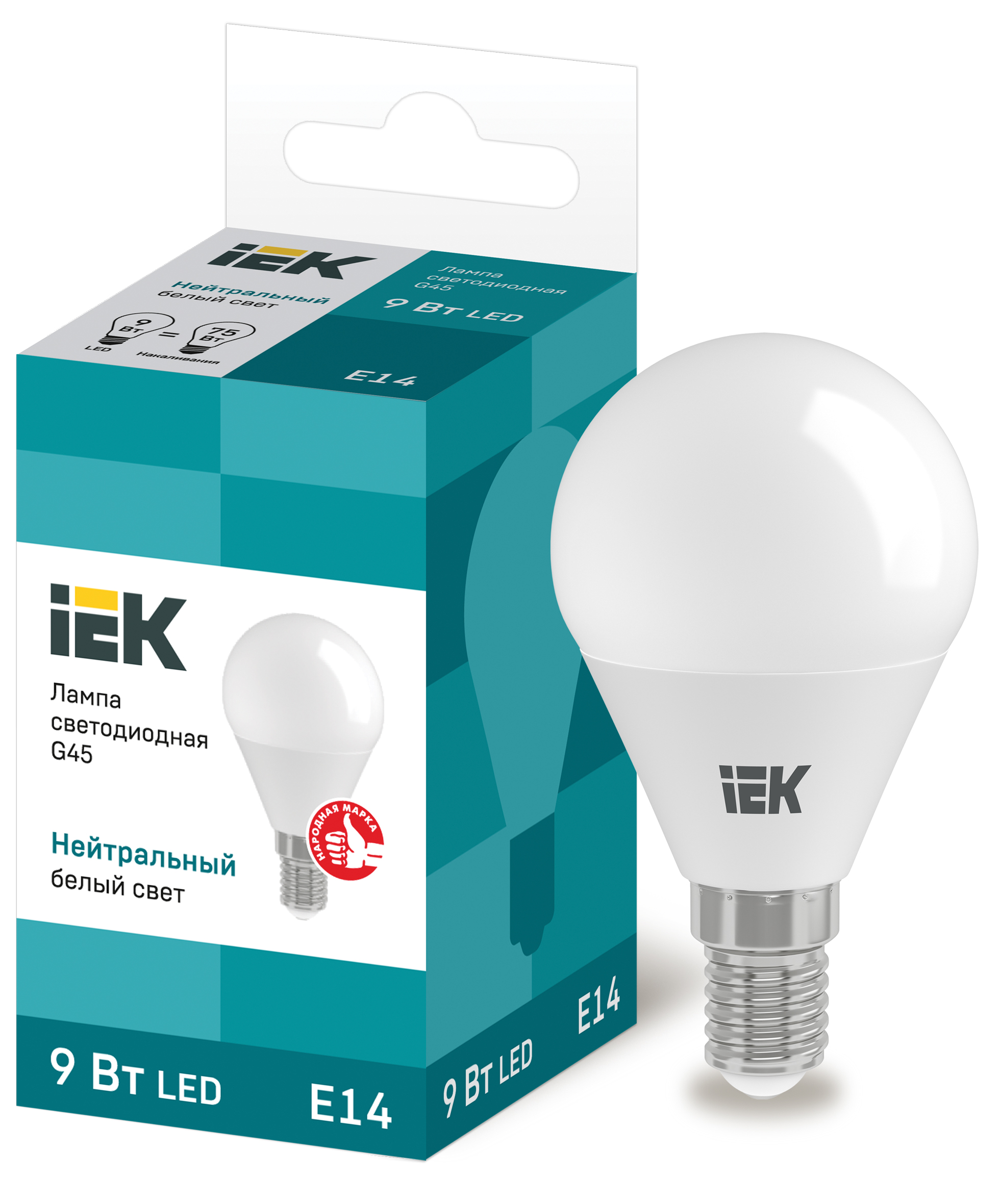 IEK Лампа светодиодная ECO G45 шар 9Вт 230В 4000К E14