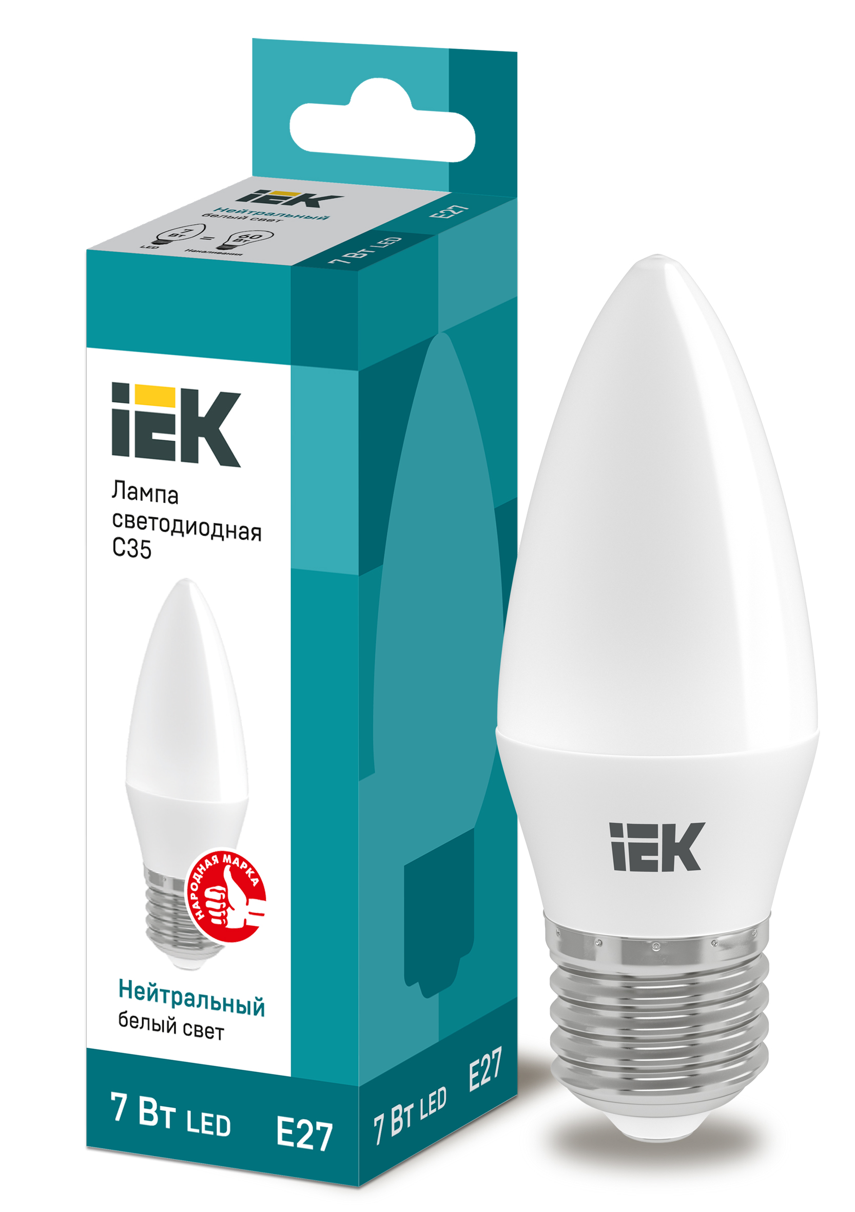 IEK Лампа светодиодная ECO C35 свеча 7Вт 230В 4000К E27