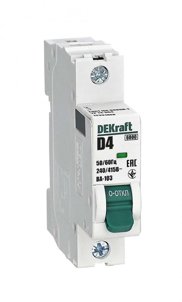 DEKraft Автоматический выключатель 1Р 4А х-ка D ВА-103 6кА