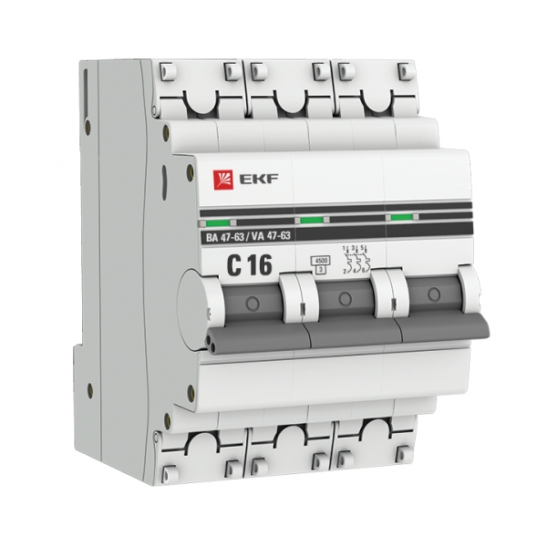 EKF PROxima ВА 47-63 Автоматический выключатель  (С) 3P 16А 4,5kA