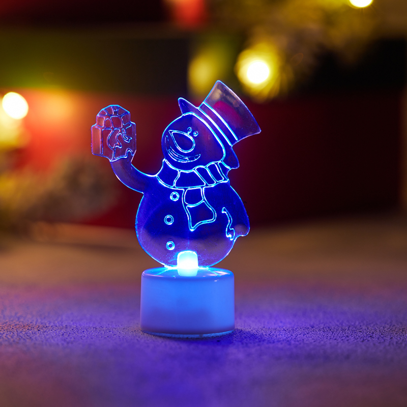 NEON-NIGHT Фигура светодиодная на подставке "Снеговик с подарком 2D", RGB