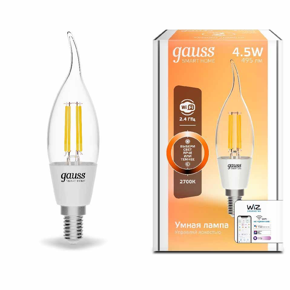 Gauss Лампа Smart Home Filament СF35 4,5W 495lm 2700К E14 диммируемая LED
