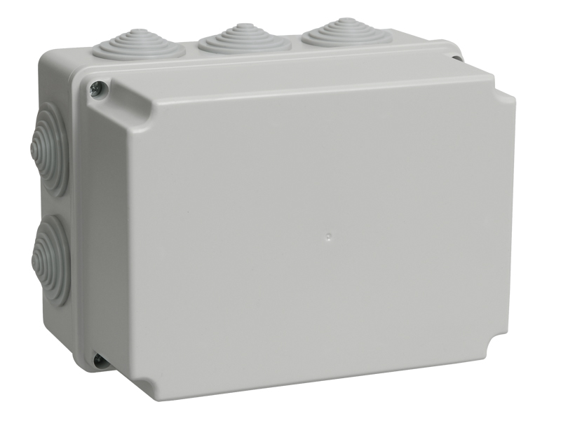 IEK Коробка КМ41245 распаячная для о/п 190х140х120 мм IP44 (RAL7035, 10 гермовводов)