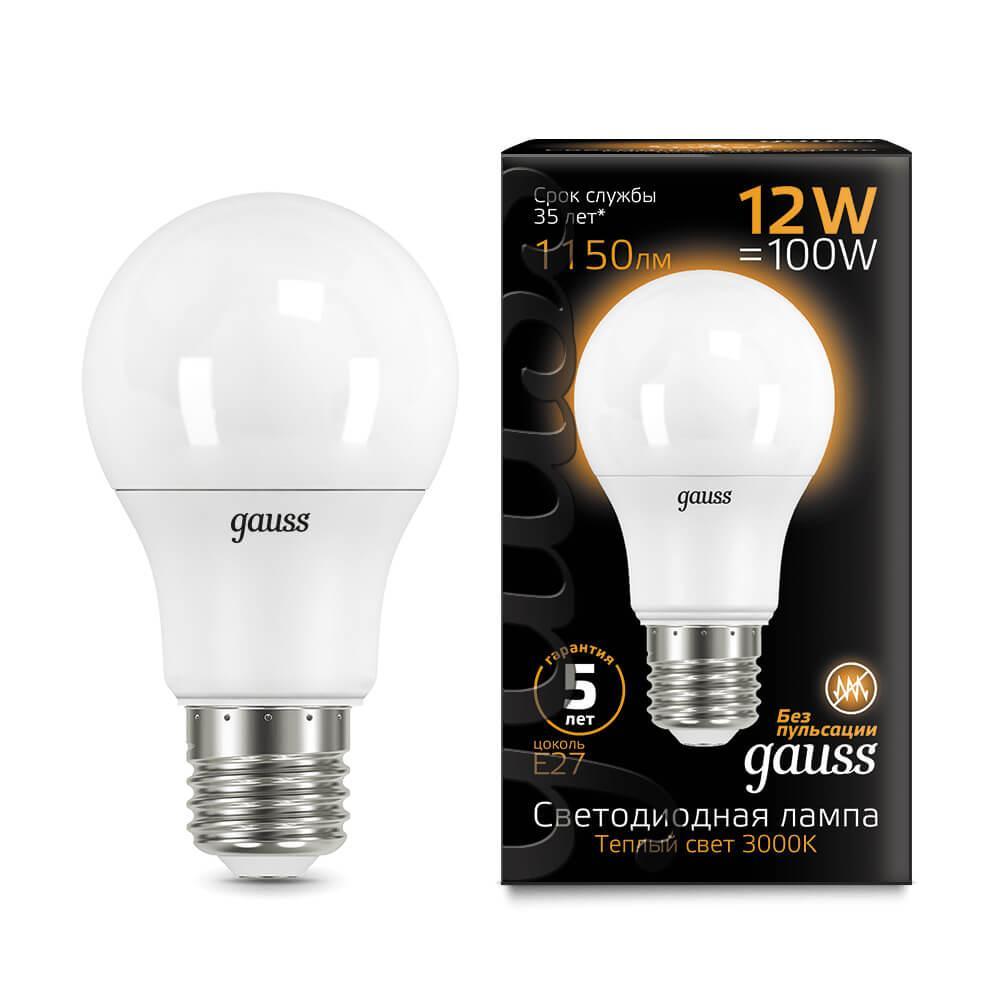 Gauss Лампа A60 12W 1150lm 3000K E27 LED