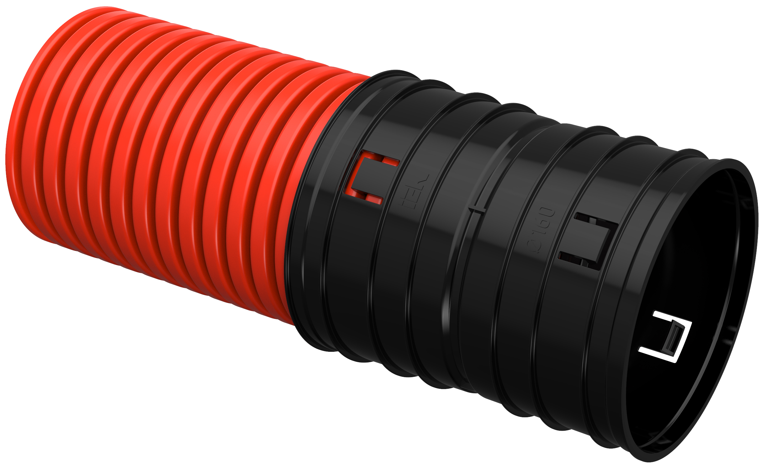Трубка IEK ELASTA двухслойная гофрированная ПНД d=200мм красная (25м)
