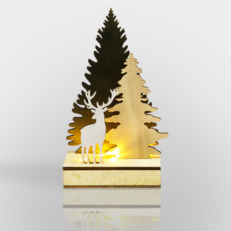 NEON-NIGHT Деревянная фигурка с подсветкой &quot;Елочка с оленем&quot; 12*6*21,5 см
