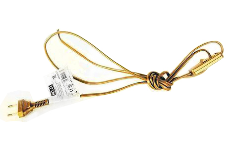 Zamel Шнур плоский 2х0,5мм2 с выключателем и вилкой; золотистый; 1,9 метра