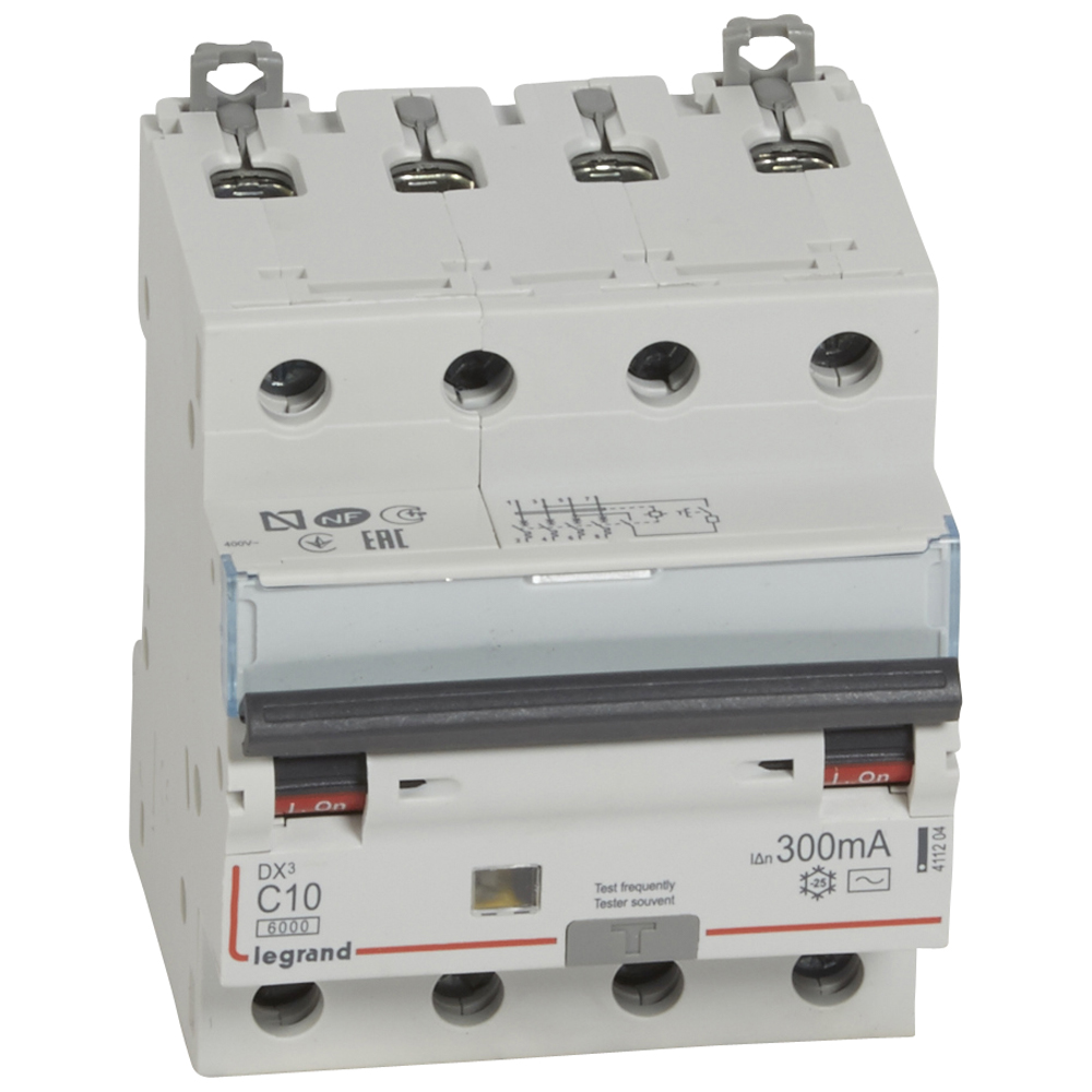 Legrand DX3 Дифференциальный автоматический выключатель 4P 10А (С) 300MA-AC