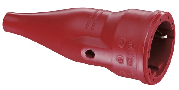 ABL Розетка кабельная с/з, резиновая, IP44, 16A, 2P+E, 250V, для кабеля сечением 1,5 мм2 (красный)