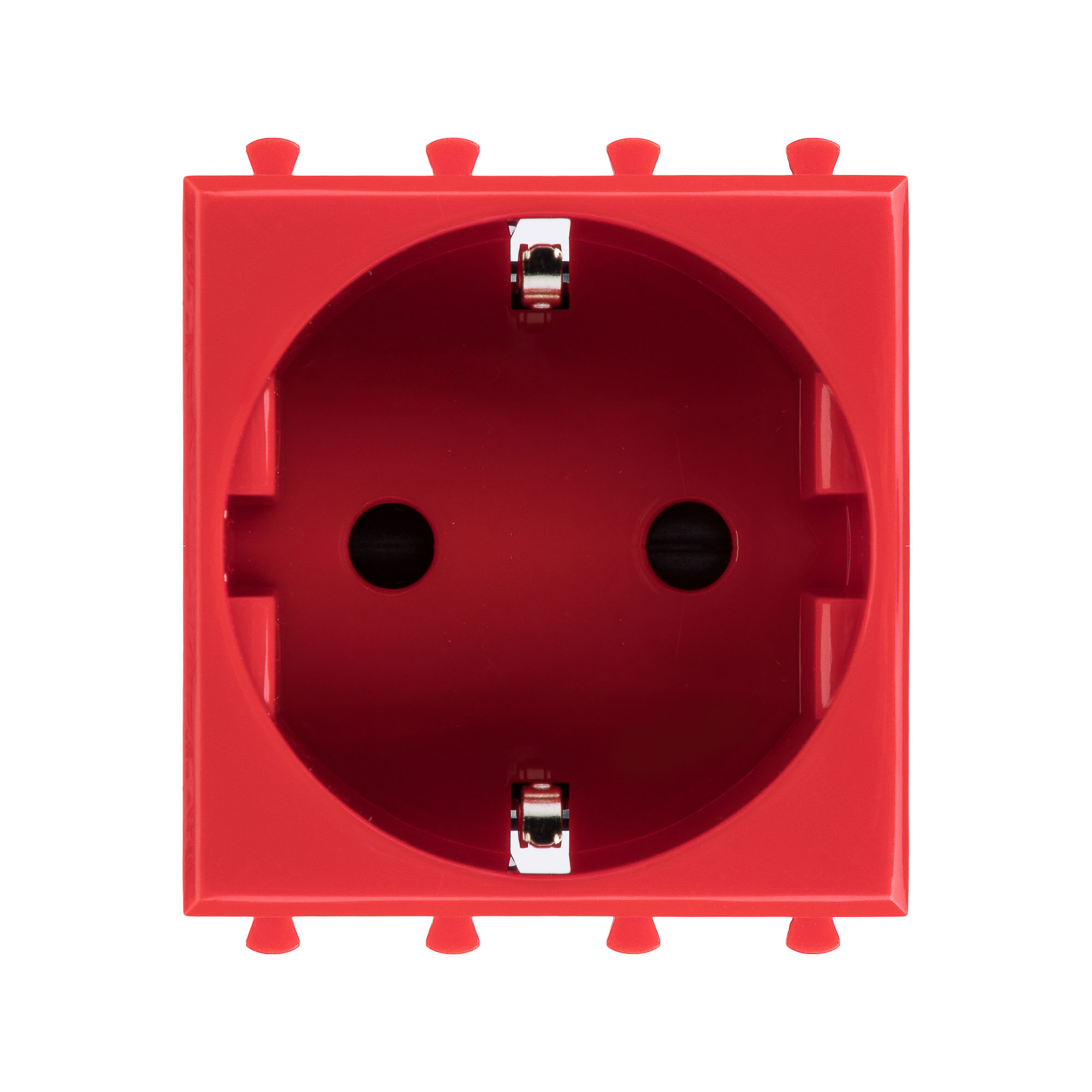 Розетка модульная, 2P+E, с з/ш, &quot;Avanti&quot;, &quot;Красный квадрат&quot;, 2 модуля