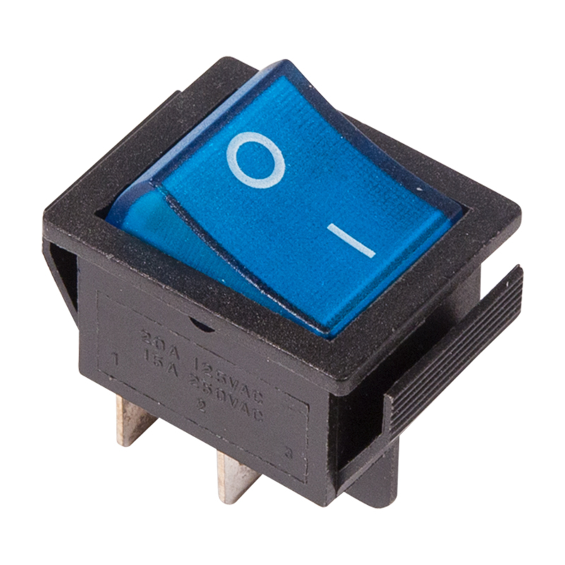 Выключатель клавишный 250V 16А (4с) ON-OFF синий с подсветкой (RWB-502, SC-767, IRS-201-1) Индивидуальная упаковка 1 шт Rexant