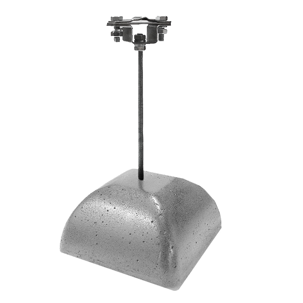 EZETEK Держатель полоса/пруток для плоской кровли 300 мм, оцинк. с бетоном 3.5 кг