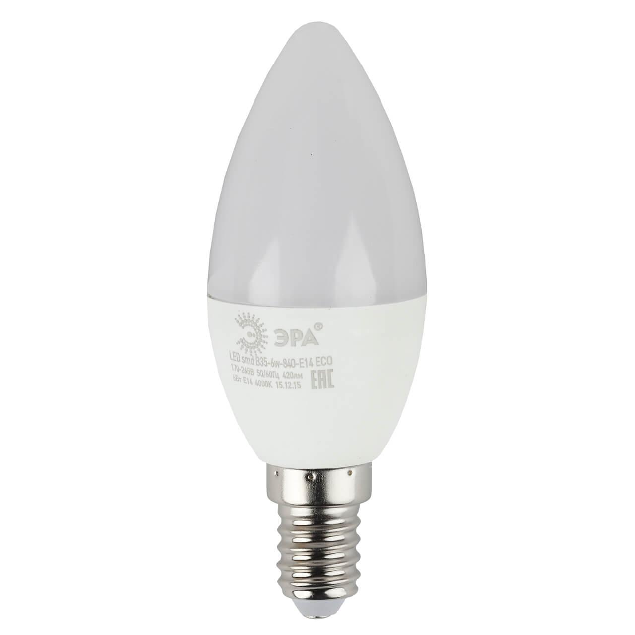ЭРА ECO LED B35-6W-840-E14 (диод, свеча, 6Вт, нейтр, E14)
