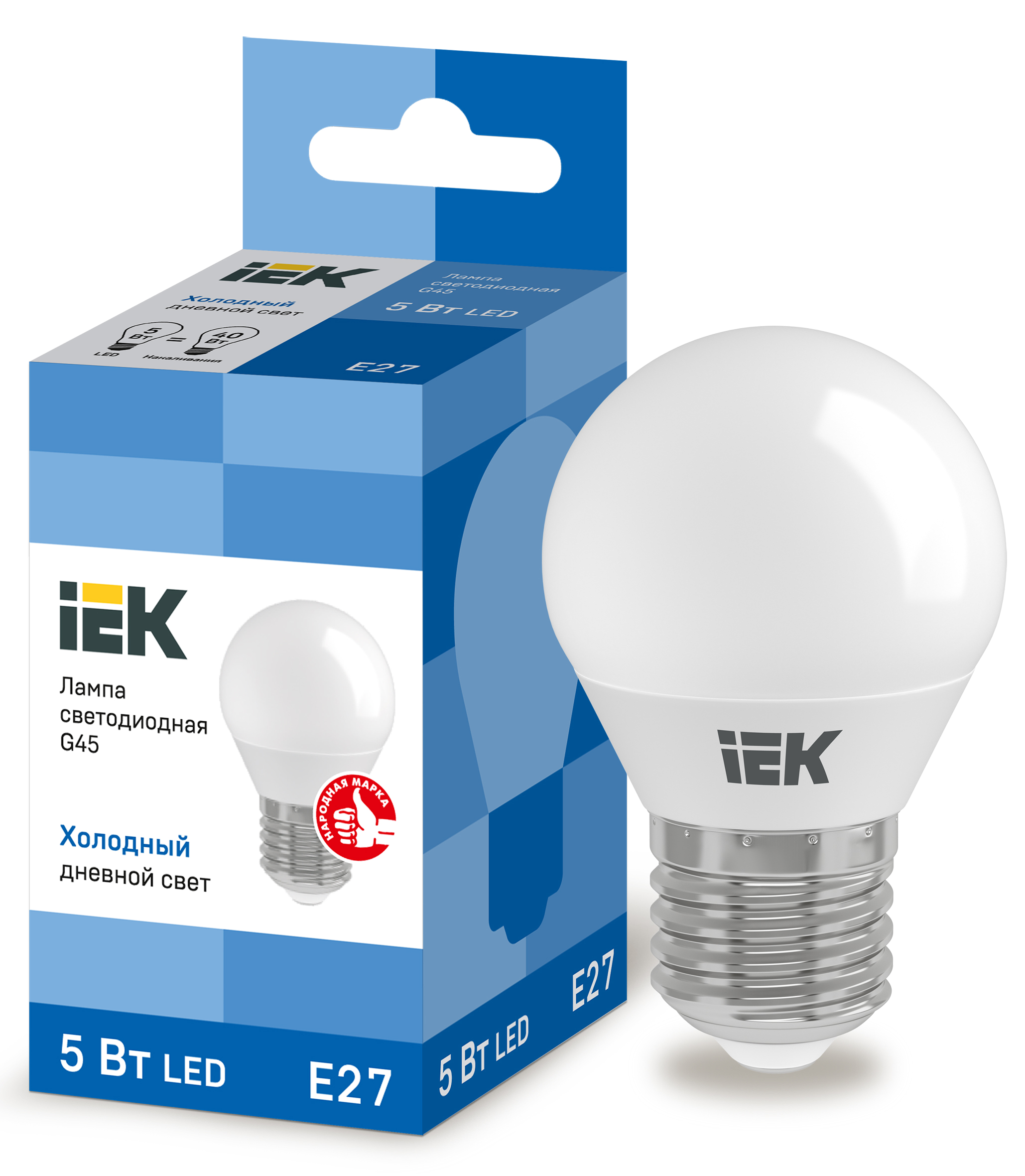 IEK Лампа светодиодная ECO G45 шар 5Вт 230В 6500К E27