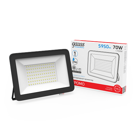 Gauss Прожектор Elementary 70W 4800lm 6500К 175-265V IP65 PROMO черный LED