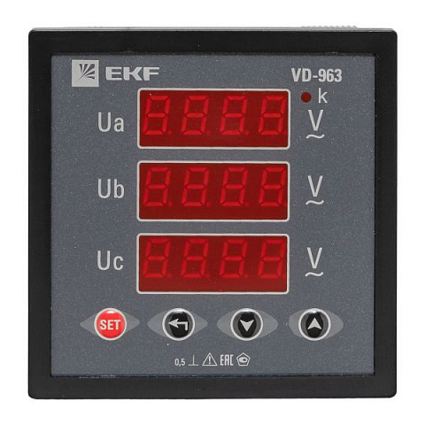 EKF PROxima Вольтметр цифровой на панель (96х96) VD-963 трехфазный
