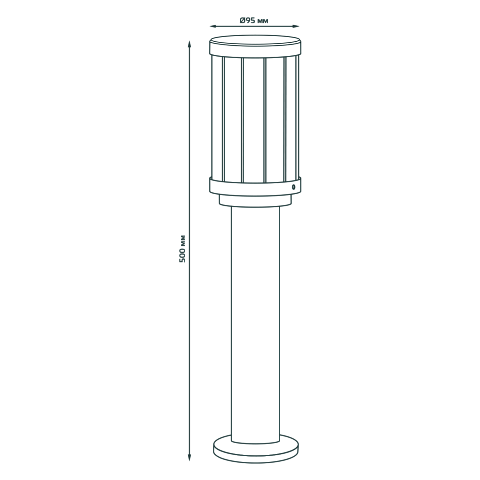 Gauss Светильник садово-парковый Vega столб 10.5*50cm, 170-240V / 50Hz, 1xE27, Max.60W, IP: 54,