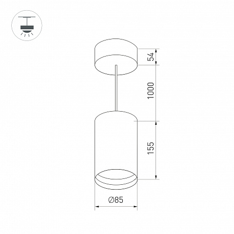 Arlight Светильник подвесной SP-POLO-R85-2-15W Warm White 40deg (Black, Black Ring) (IP20 Металл, 3 года)