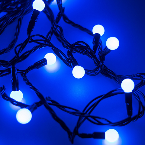Arlight Светодиодная гирлянда ARD-BALL-CLASSIC-D13-5000-BLACK-50LED BLUE (230V, 3.5W) (Ardecoled, IP65)