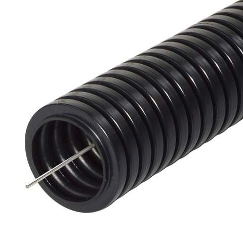Труба Промрукав d 25 мм гофрированная безгалогенная (HF) стойкая к ультрафиолету черная с/з (50м/2600м уп/пал)