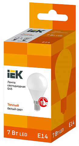 IEK Лампа светодиодная ECO G45 шар 7Вт 230В 3000К E14